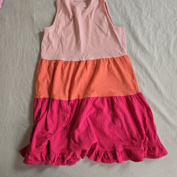 Crewcuts Girls Sleeveless Summer Dress Coral Pink Tiered Colorblock 8 - Picture 7 of 7